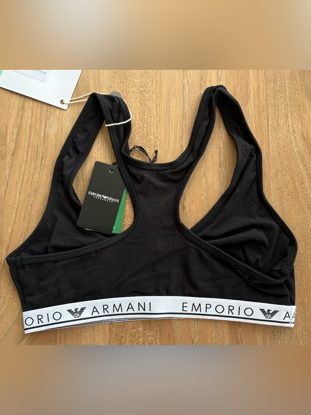 Emporio Armani Black bralette Bra with White Logo Band - Picture 2 of 4